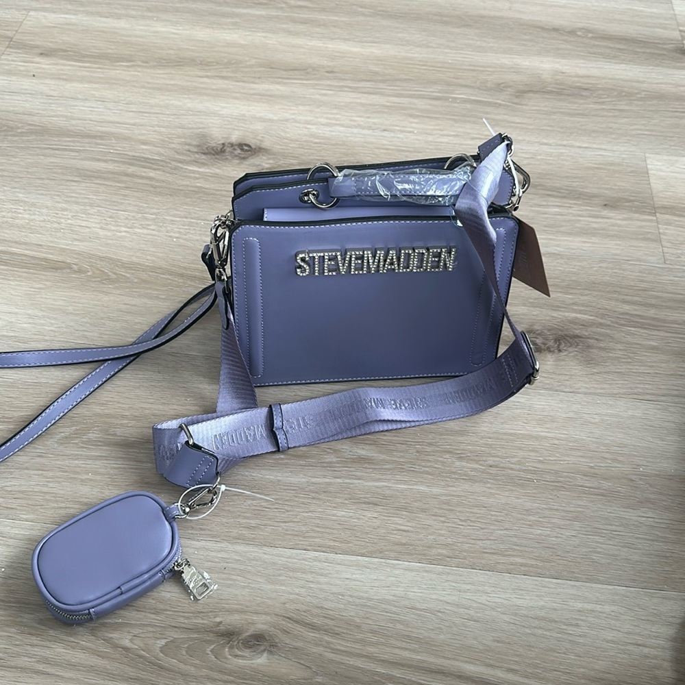 Steve Madden BEVELYN-G RHINESTONE Satchel Purse BAG LAVENDER Purple TikTok